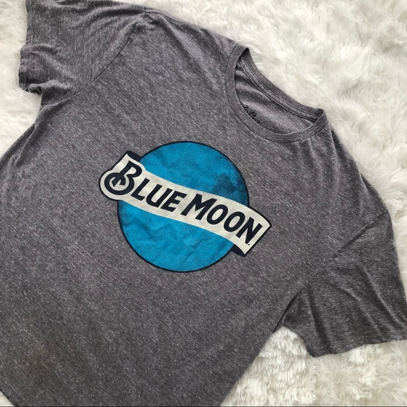 TEE LUV • Blue Moon Logo Heathered Gray Mens Tee Size Small - Picture 7 of 10